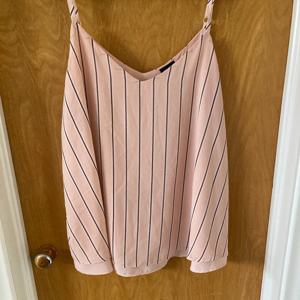 Pink camisole with vertical dark stripes